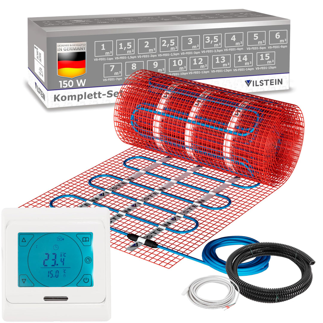 VILSTEIN® Elektrische Fussbodenheizung [150W/m²] - Bodenheizung Elektrisch geeignet für Laminat, Fli