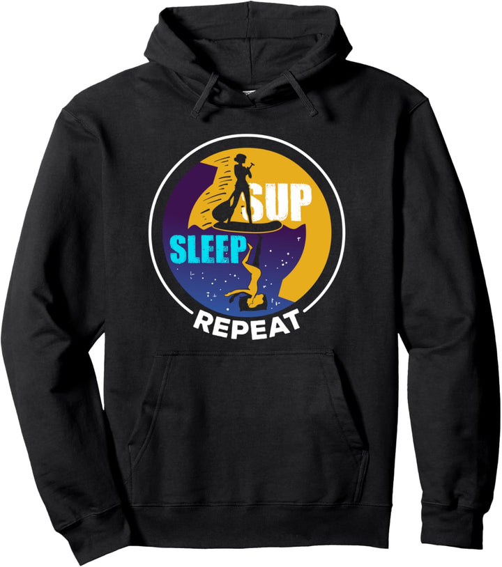Stand Up Paddling Spruch Geschenk | SUP - Sleep - Repeat Pullover Hoodie