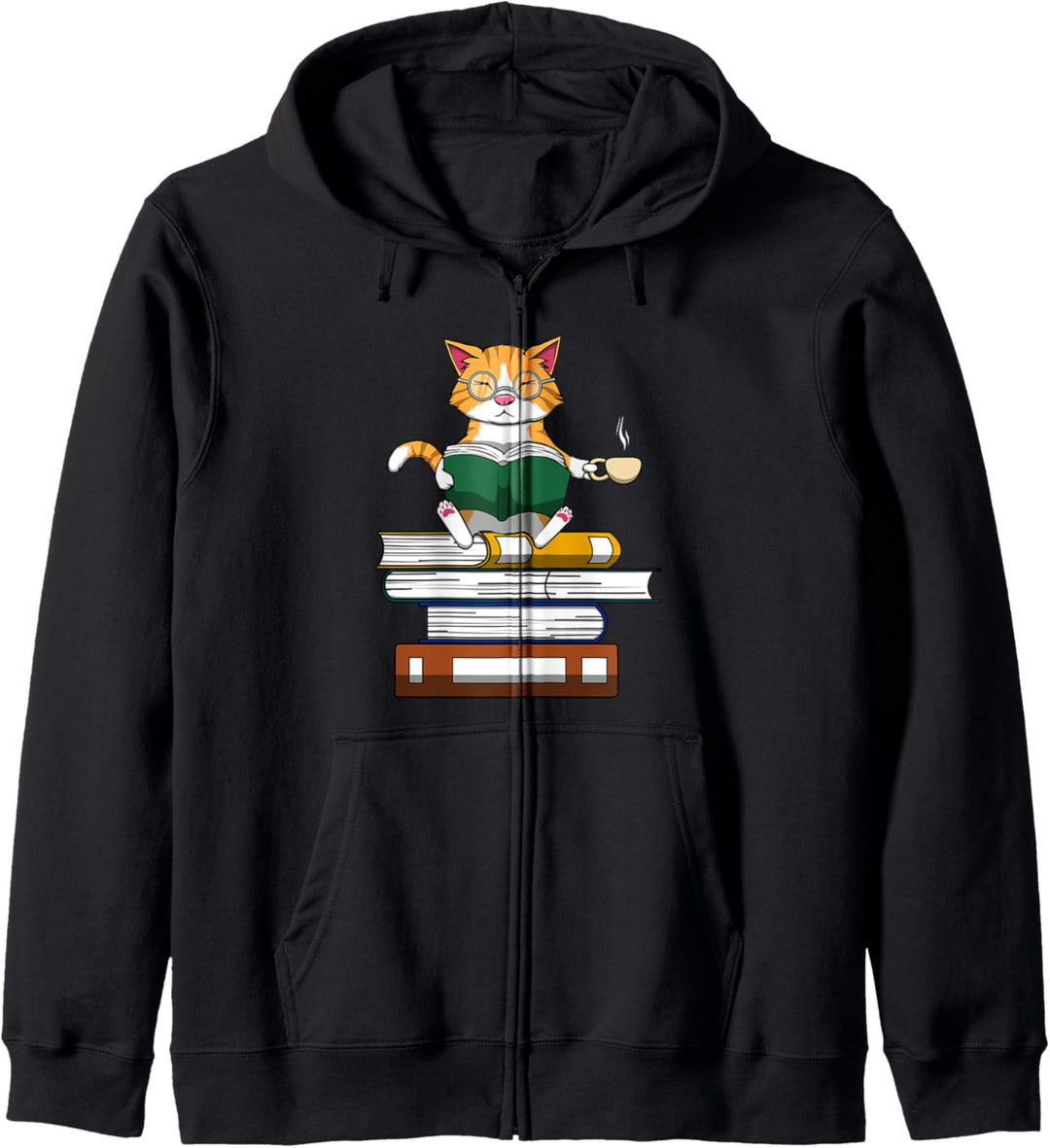 Buch lesende Katze für Kaffee Fans Kapuzenjacke