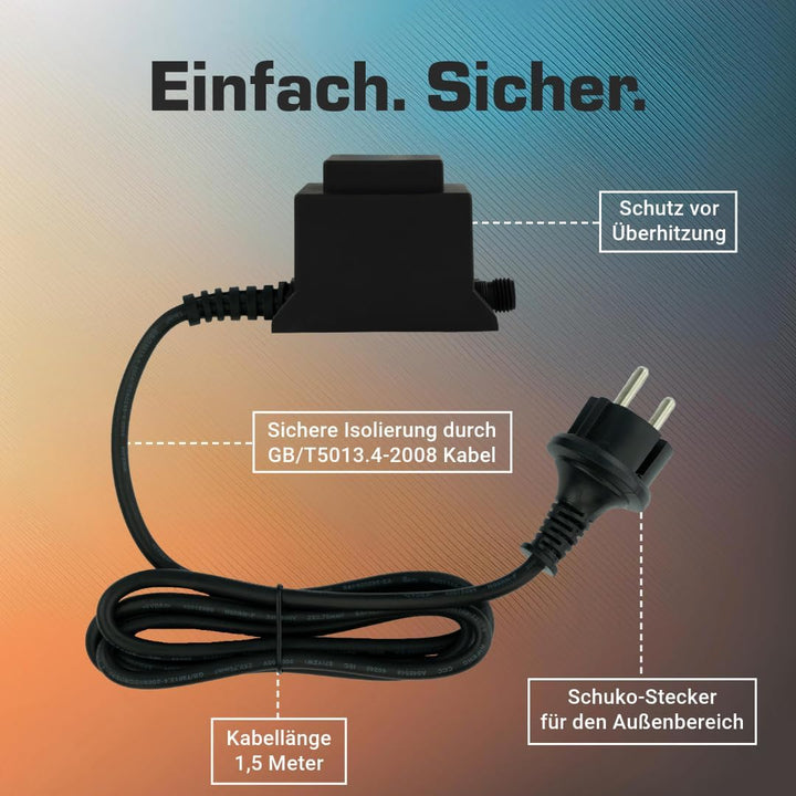 KERRY ELECTRONICS 12V Trafo 60VA/W, AC/AC Wechselstrom, für den Aussenbereich IP44 u.a. für LED-Bele