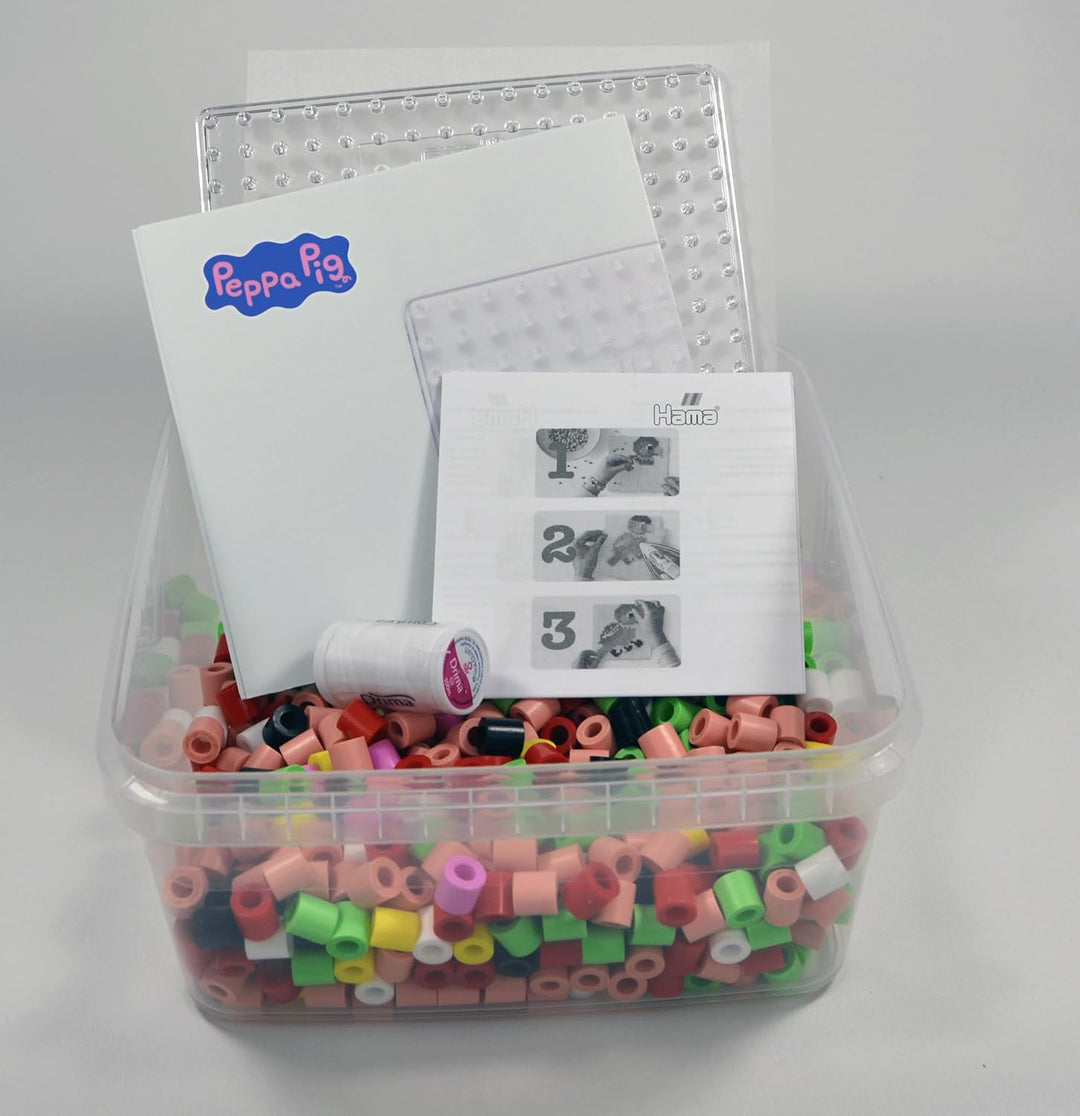 Hama Perlen 8755 Peppa Wutz & Schwester, Maxi-Box mit 900 Perlen, transparente Stiftplatte, Motivvor