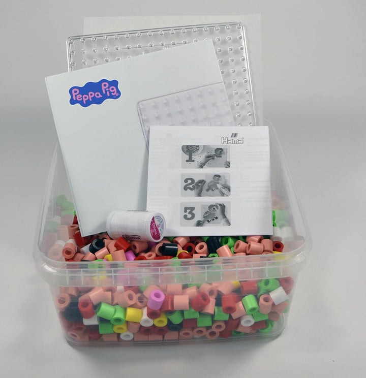 Hama Perlen 8755 Peppa Wutz & Schwester, Maxi-Box mit 900 Perlen, transparente Stiftplatte, Motivvor