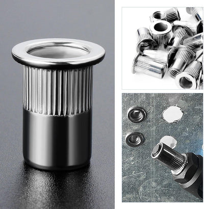 HSEMALL 200Stück Nietmuttern M3,Flachkopf Gewindenieten Blindnietmuttern Einnietmutter für Metall Ku