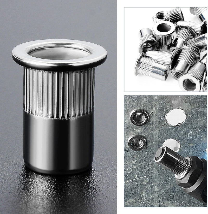 HSEMALL 200Stück Nietmuttern M3,Flachkopf Gewindenieten Blindnietmuttern Einnietmutter für Metall Ku