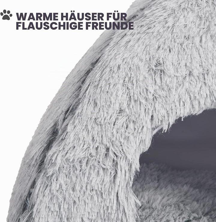CATISM Katzenbett Waschbar Katzenschlafplatz für Katzen Katzenhöhle Plüsch Haustier Katzenkopfkissen