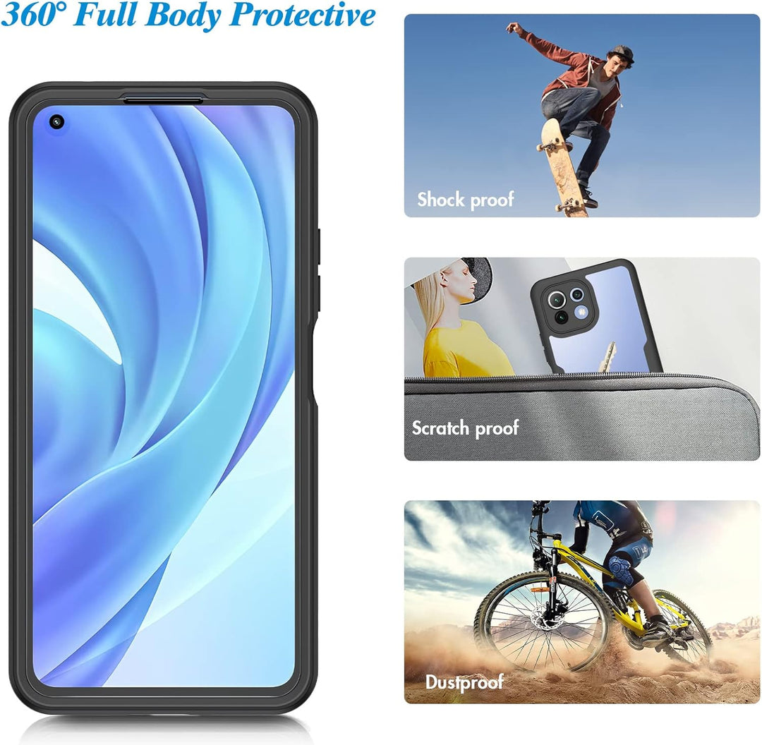 CENHUFO für Xiaomi Mi 11 lite 5G Hülle, 360 Grad Schutzhülle Panzerhülle mit Eingebautem Displayschu