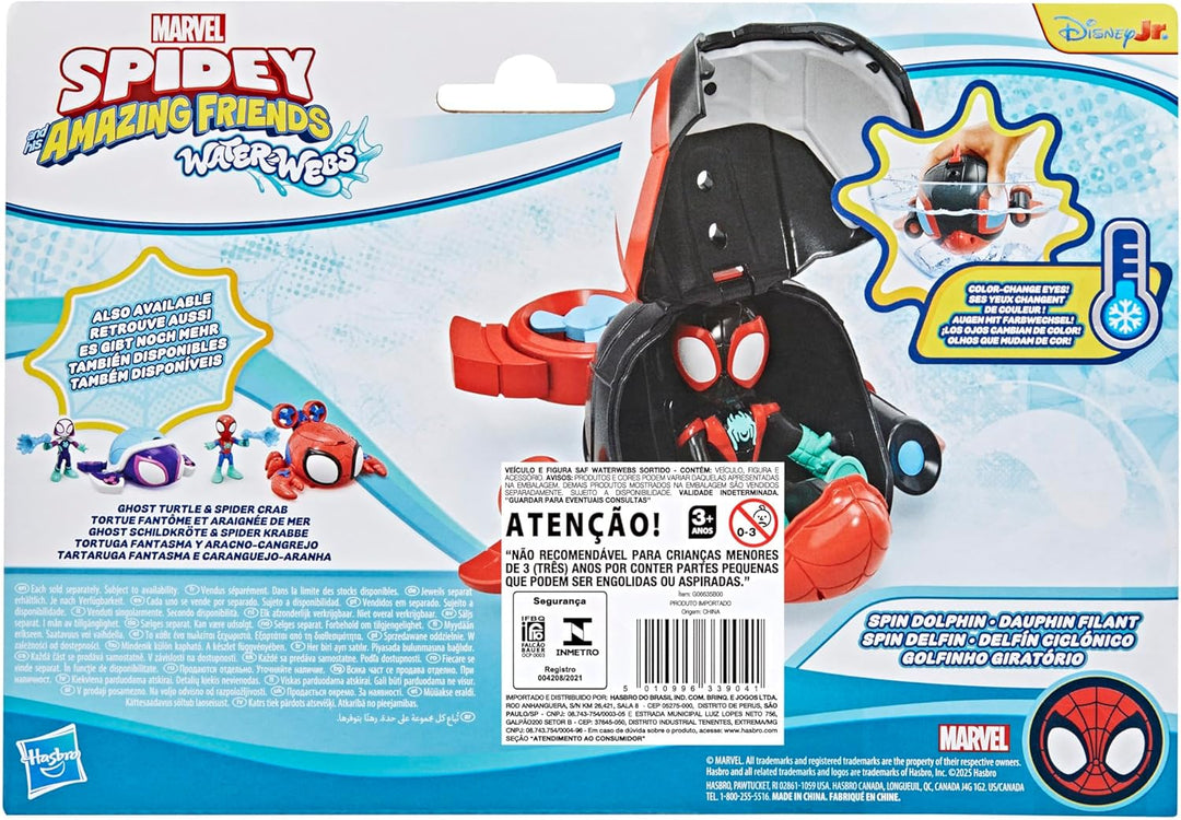 Marvel Spidey und Seine Super-Freunde – Water-Webs Spielzeug mit 7,6cm Miles „Spin“ Morales Figur &