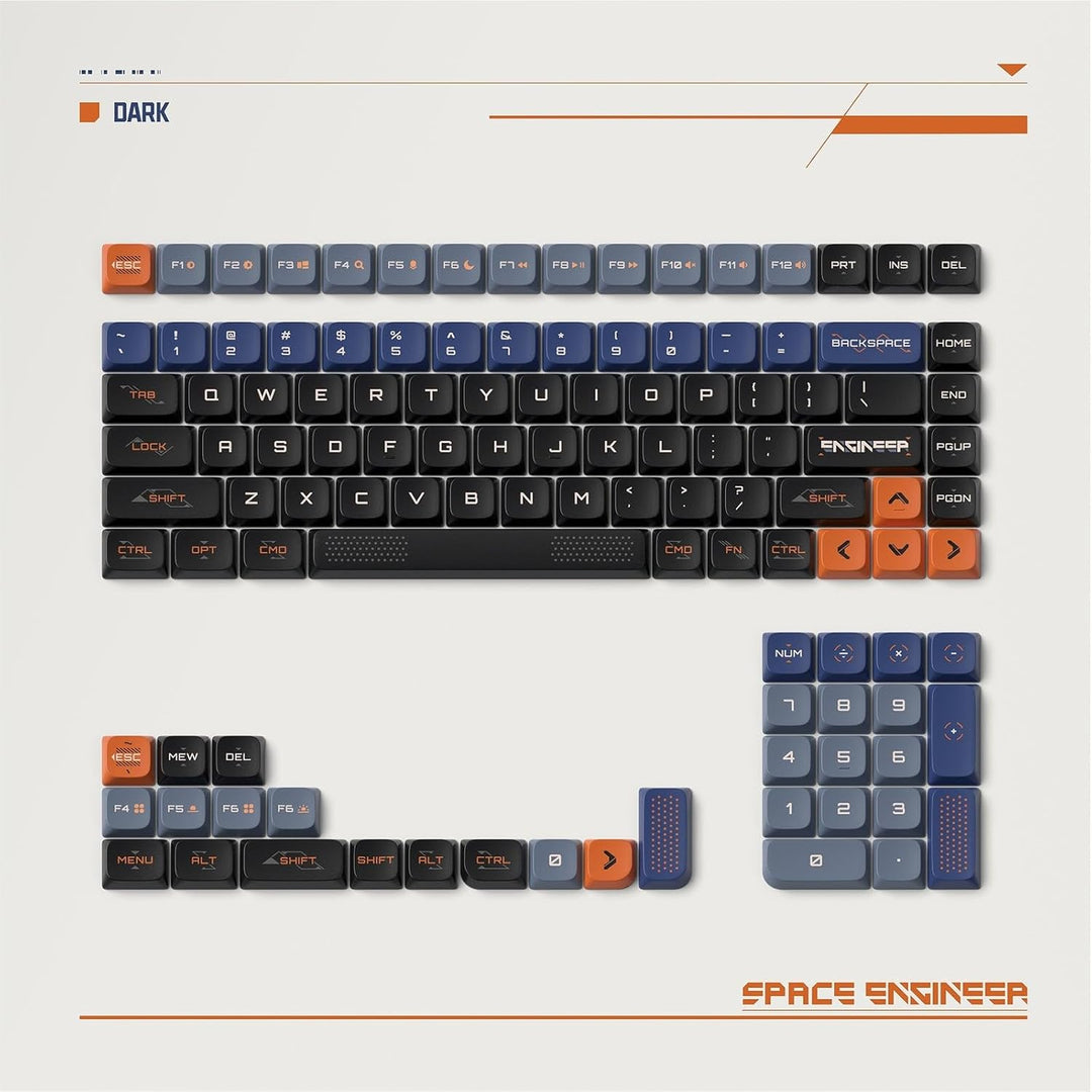 nuphy Keycaps Space Engineer, 117 Set, PBT Tastenkappen für Gaming Tastatur Low-Profile NSA Dye-sub,