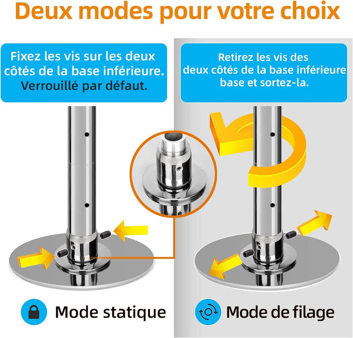 PRIOR FITNESS Tanzstöcke, abnehmbar, 45 mm, für Club, Party, Kneipe, Haus.. silber, silber