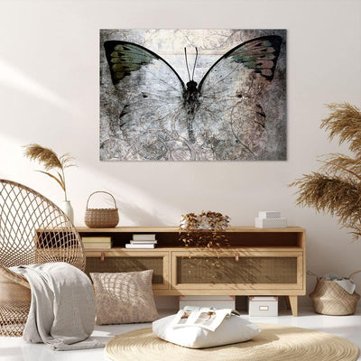 Bilder auf Leinwand 100x70cm Leinwandbild Schmetterling Abstraktion Gross Wanddeko Bild Schlafzimmer