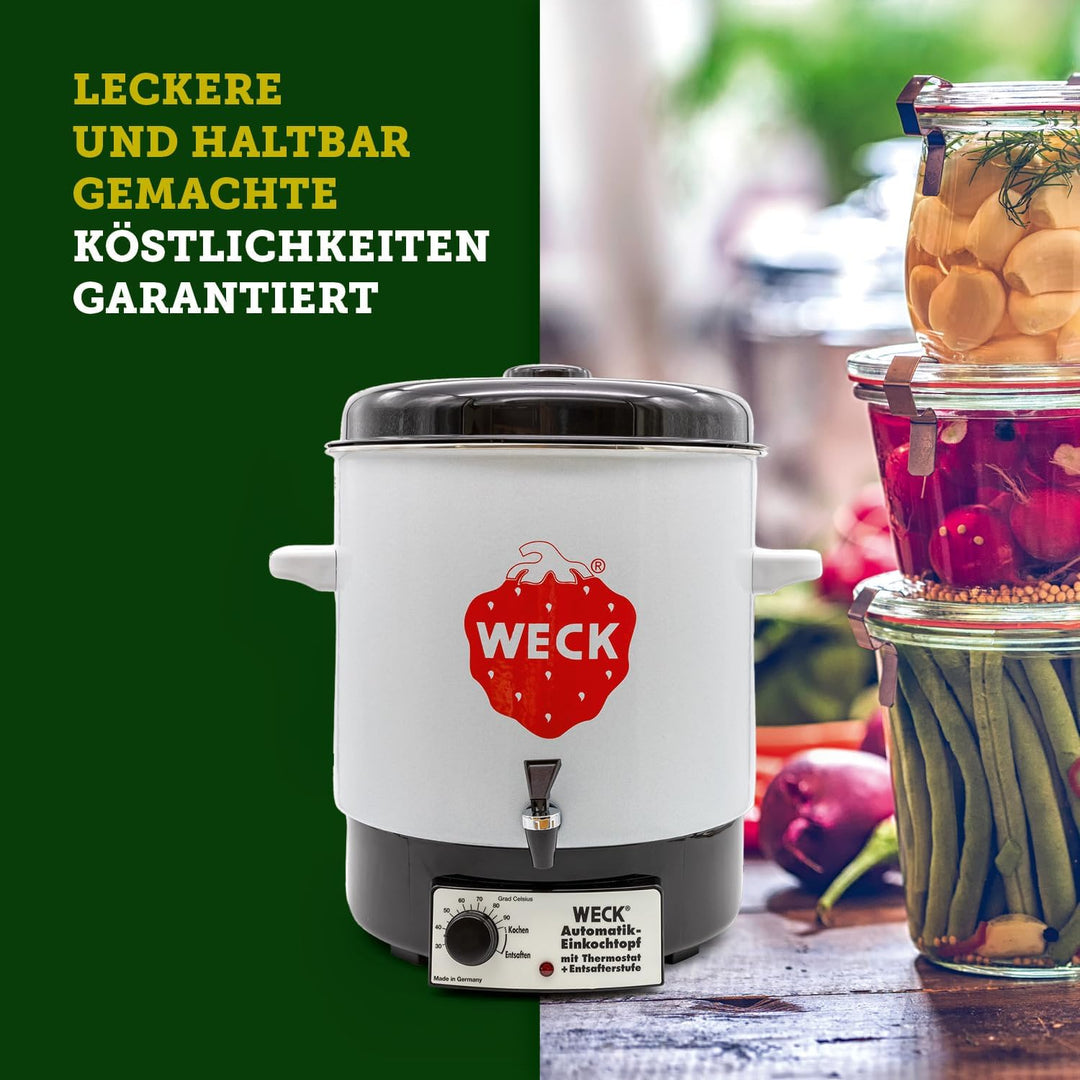 Weck Einkochautomat WAT 14A (Einkochtopf / Einwecktopf mit Auslaufhahn, 35 cm, 230 V, 2000 W, 29 L),