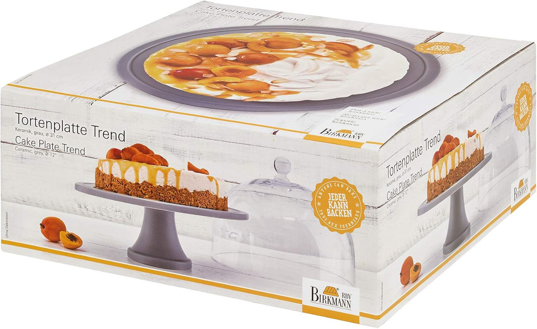 RBV Birkmann Tortenplatte Trend, Keramik, Ø 31 cm Steingrau matt, Höhe 11 cm Trend Ø 31 cm, Trend Ø