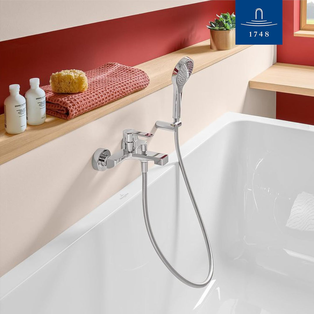 Villeroy & Boch Verve Showers Duschkopf, Handbrause mit 3 Strahlarten auf Knopfdruck wechselbar, Eas