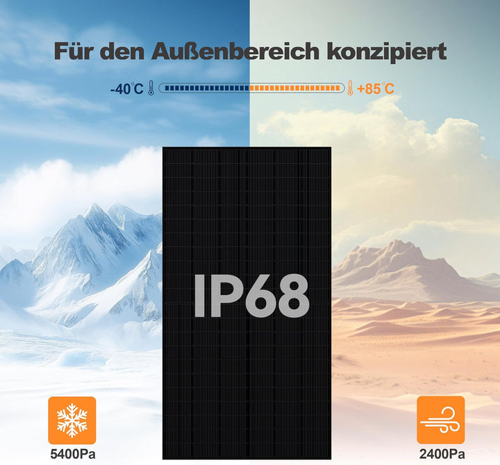 SAKETE Solarmodul 500W – N-Typ Full Black Solarpanel mit Halbzellen-Technologie, geeignet für Balkon