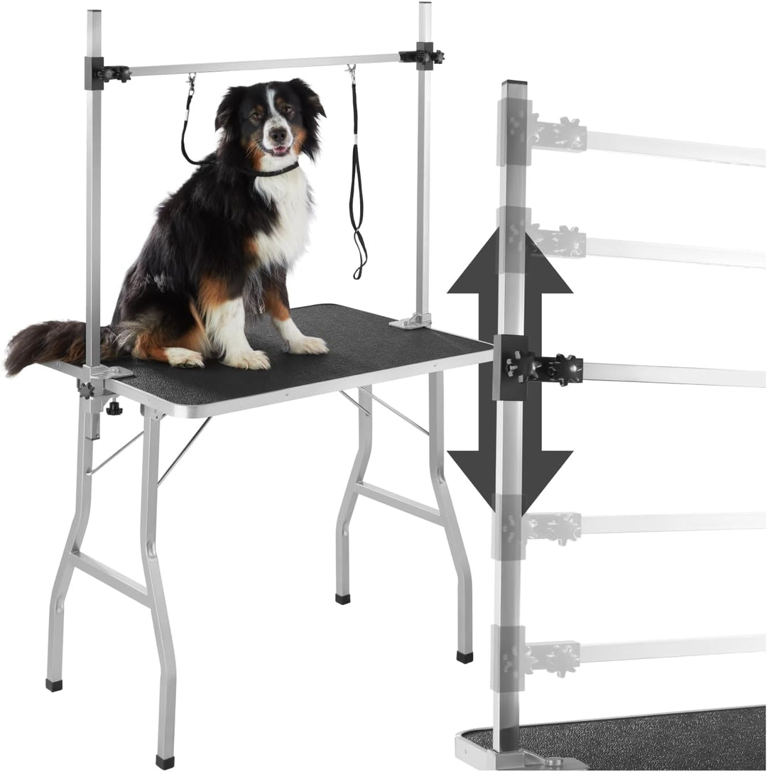 TecTake 402893 Trimmtisch für Hunde/Katzen mit höhenverstellbarem Galgen und 2 Schlingen, Klappbar,