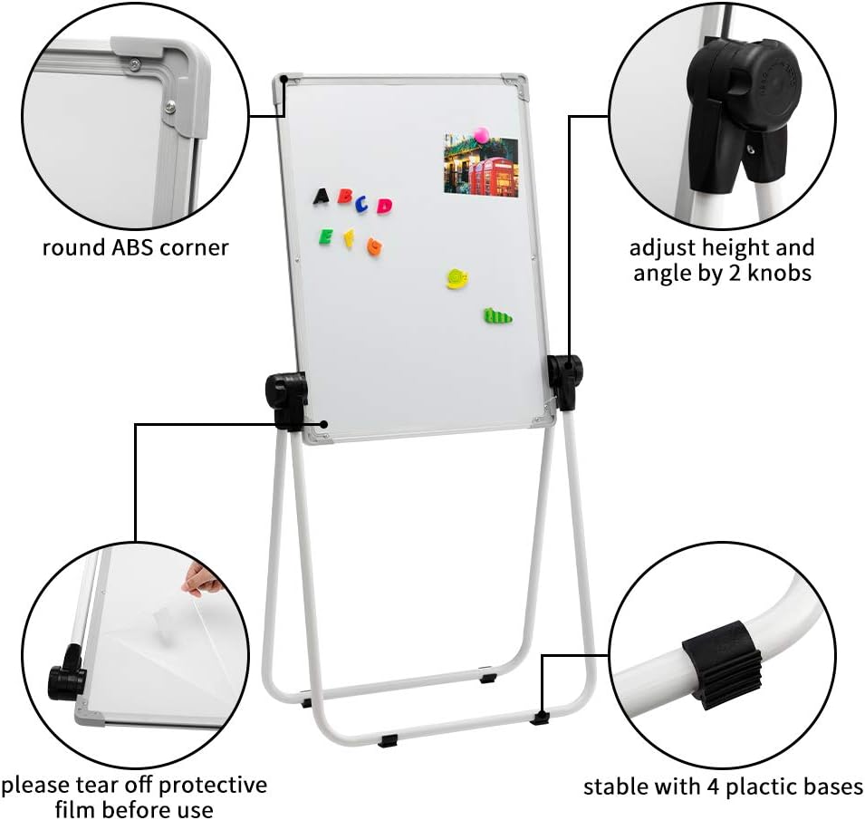 DOEWORKS Kinder Whiteboard Staffelei Doppelseitiges Staffelei Kinder Whiteboard & Kreidetafel mit Au