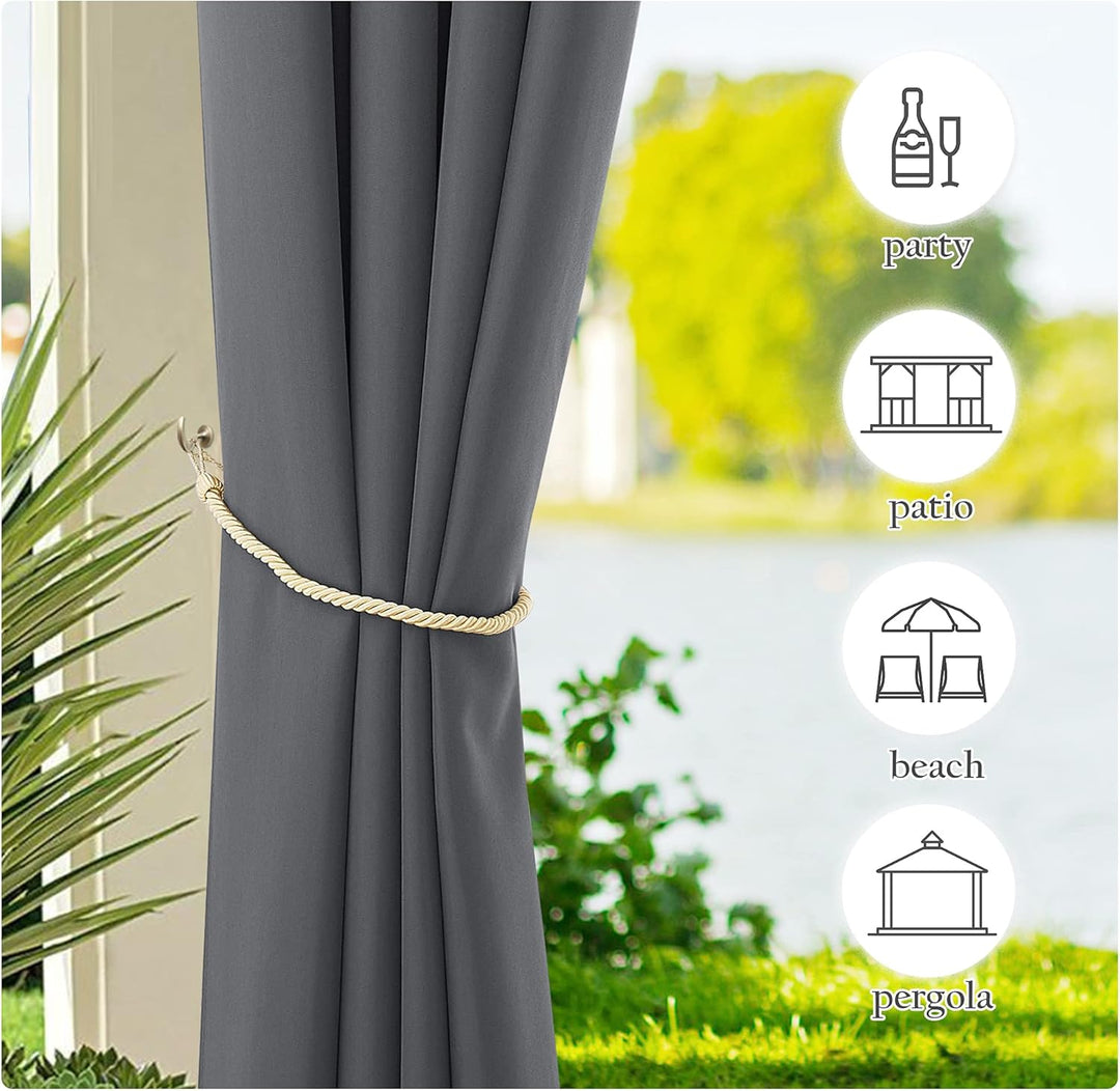 PONY DANCE Outdoorvorhänge mit Klettverschluss Schlaufenschal 2er Set H 240 x B 140 cm Outdoor Vorhä