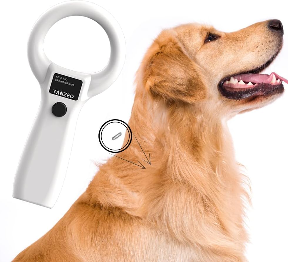 Yanzeo Haustier-Mikrochip-Scanner, RFID EMID Tier Handlesegerät, 134.2kHz Haustier-ID-Scanner wieder