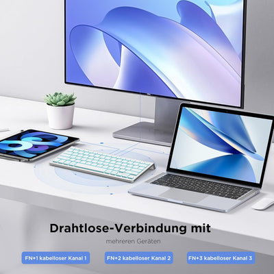 CACOE Deutsche Bluetooth Tastatur kompatibel mit IOS, Android Tablet, Windows, Samsung Tablet, Lenov