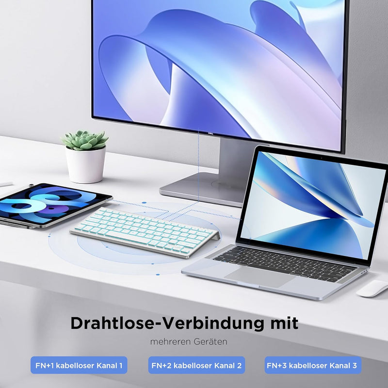 CACOE Deutsche Bluetooth Tastatur kompatibel mit IOS, Android Tablet, Windows, Samsung Tablet, Lenov