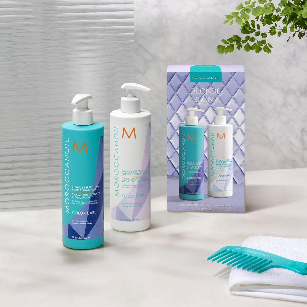 Moroccanoil Lila Shampoo und Conditioner für perfektes Blond, Halbliter-Set Moroccanoil Blonde Perfe