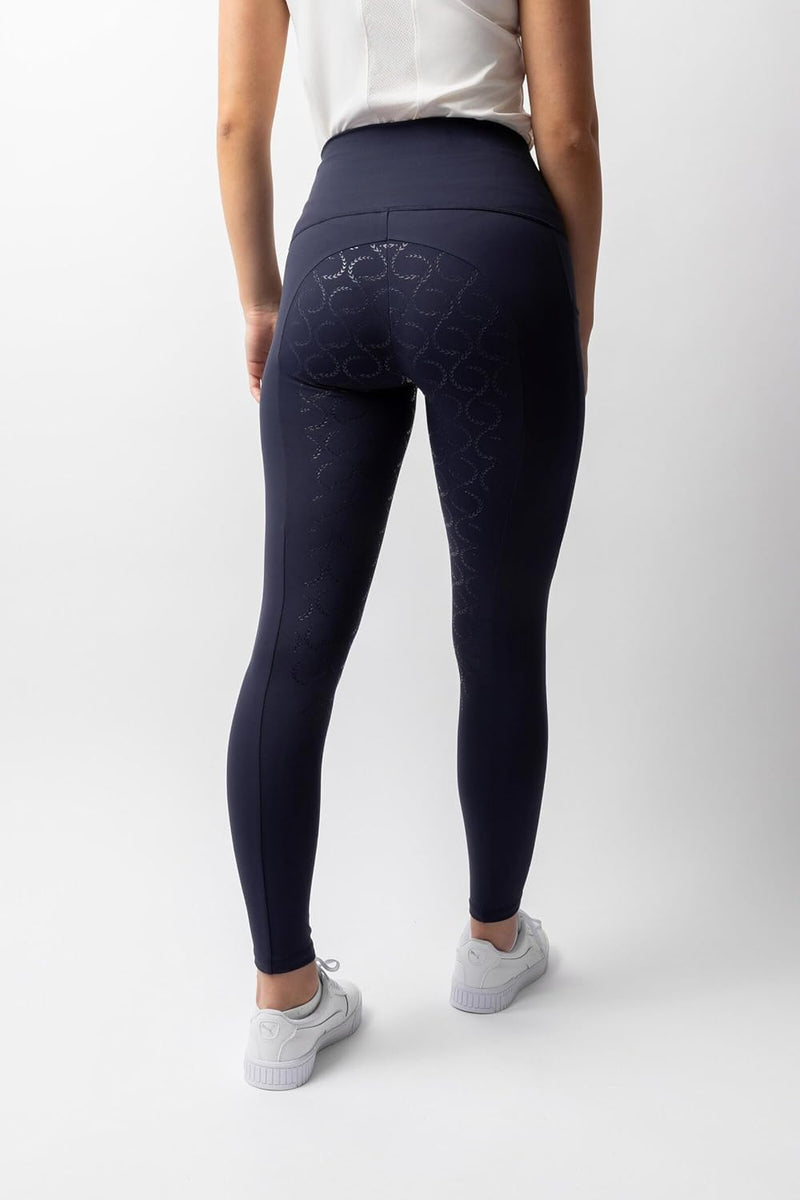 HORZE Damen Reitleggings Gillian, Reithose mit Handytasche und Silikonvollbesatz, Overture Navy