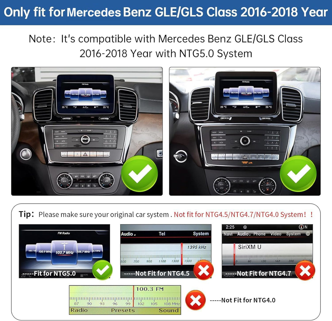 Road Top 12,3 Zoll Autoradio CarPlay für Mercedes Benz GLE GLS 2016-2018 | mit NTG5.0/5.1/5.2 System