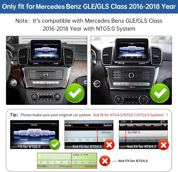 Road Top 12,3 Zoll Autoradio CarPlay für Mercedes Benz GLE GLS 2016-2018 | mit NTG5.0/5.1/5.2 System