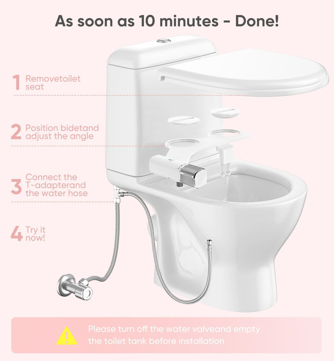 Ultra Slim Bidet Befestigung, Posterior&Feminine Wasch-(einziehbare Doppeldüsen), Nicht-elektrische