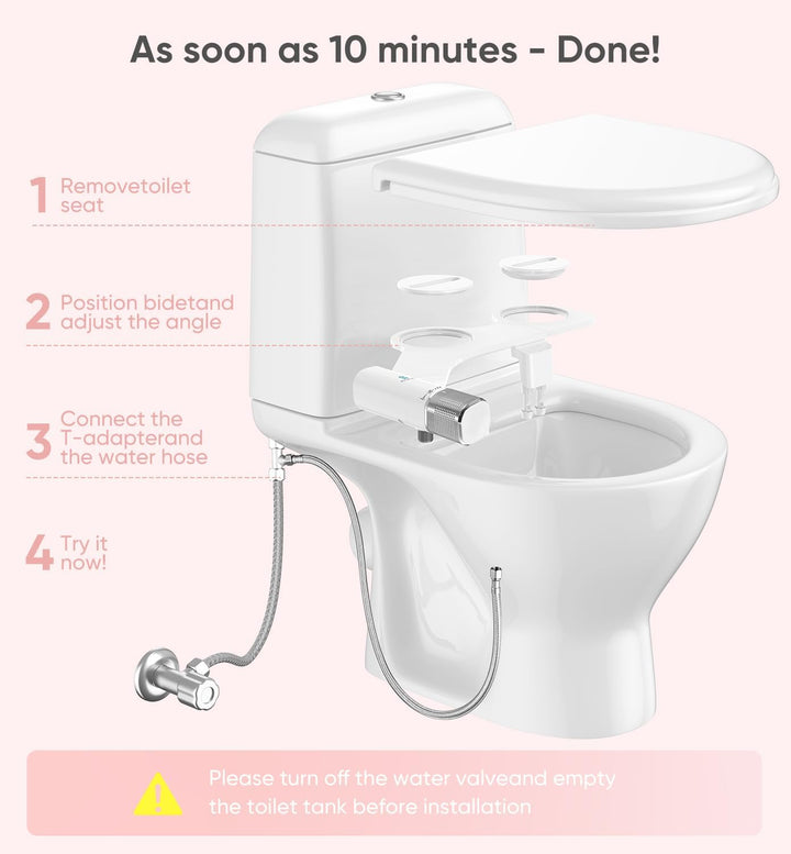 Ultra Slim Bidet Befestigung, Posterior&Feminine Wasch-(einziehbare Doppeldüsen), Nicht-elektrische