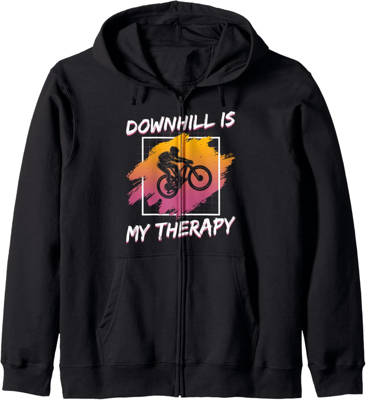 Downhill Is My Therapy Mountain Bike MTB Retro Radfahrer Kapuzenjacke