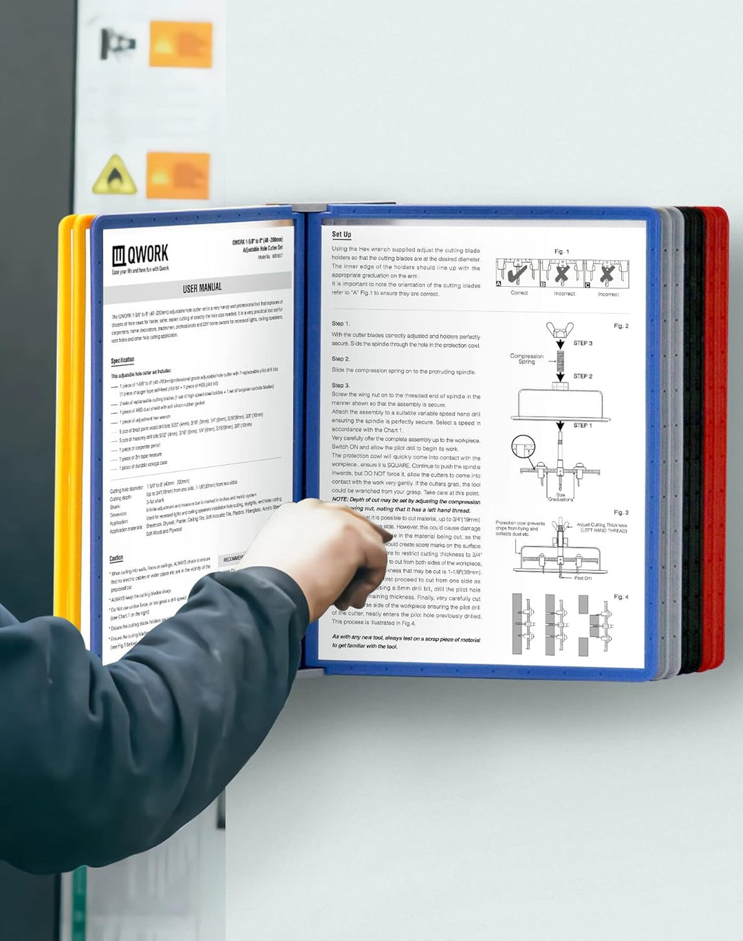 QWORK® 2 Stk. Wand Sichttafelsystem - 10X Sichttafeln A4 - Mehrfarbig Dokumentenhalter für Messehall