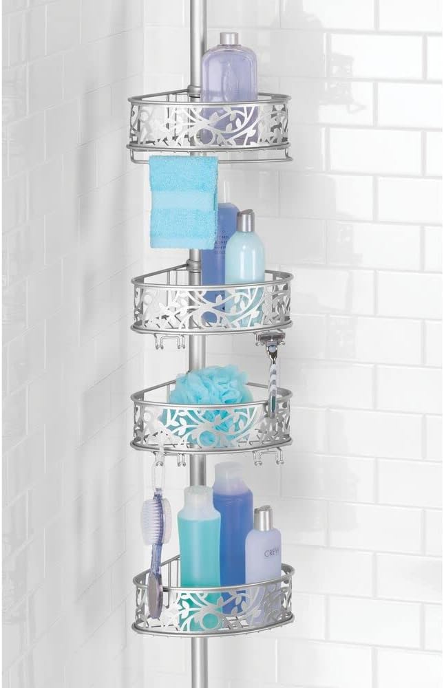 mDesign Shower Caddy für die Ecke aus Metall – ausziehbares Duschregal ohne Bohren fürs Bad – stilvo
