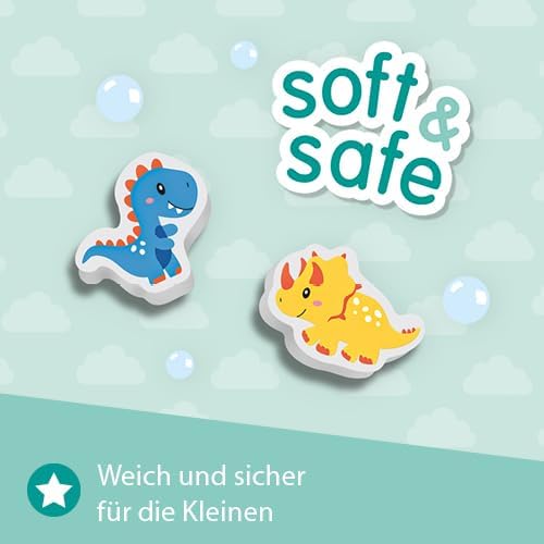 SES Creative | Schaumstoff Dinosaurier Badespielzeug | 15 schwimmende bunte Dinos | Sensorische Akti