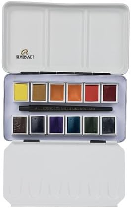 Rembrandt Water Colour Box Landscape Selection extra feine Aquarellfarbe, Metallkasten mit 12 Näpfch