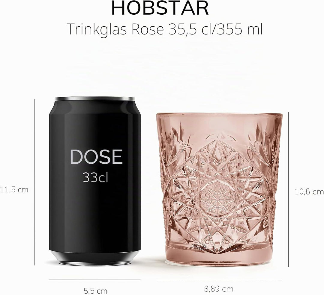 Libbey »Hobstar« Trinkglas Inhalt:6 x 0,35 Liter, rose Rosa, Rosa