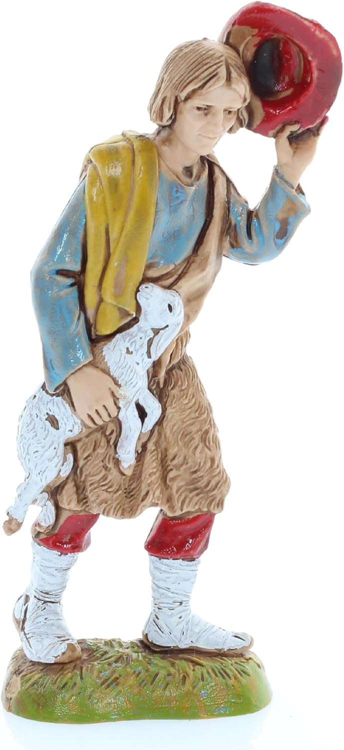 Moranduzzo Set 8 Hirten für Krippe 10 cm Massstab 1:20 - Unzerstörbare Krippenfiguren - Stil 700', H