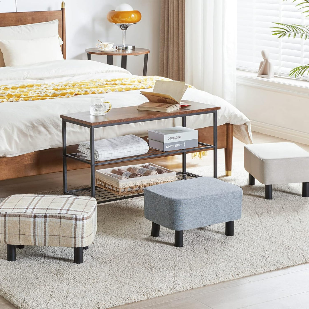 YMYNY Rechteckiger Fusshocker Sitzhocker, 42 x 29 x 23 cm, Gepolsterter Hocker aus Baumwolltuch, Hol