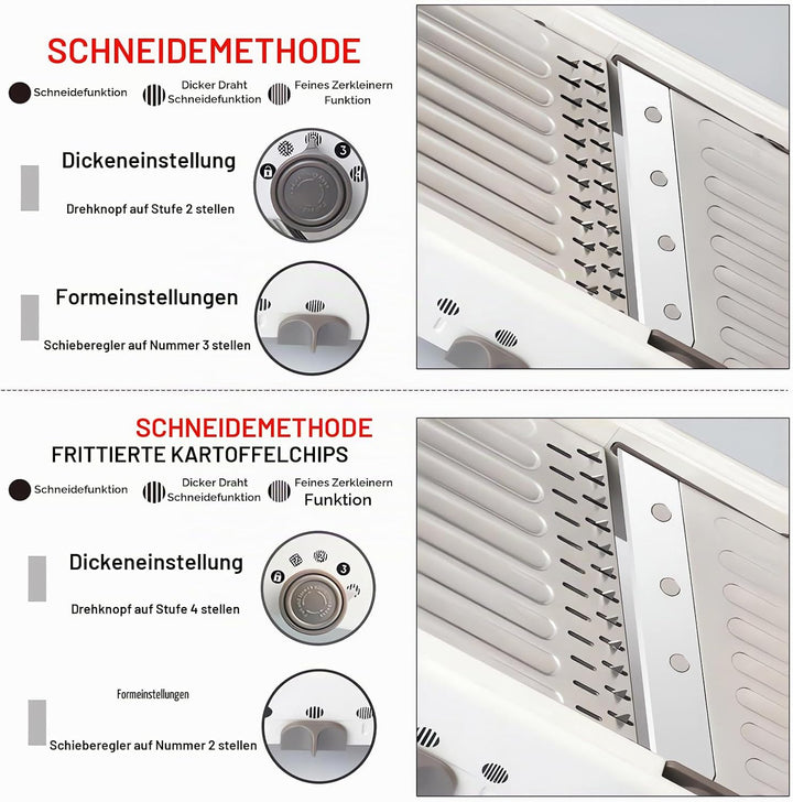 All-in-One-Gemüseschneider Verstellbar, Multifunktionaler Gemüsehobel Verstellbar mit Eingebauter Kl