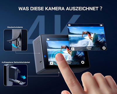 WOLFANG GA300 Action Cam 4K 60FPS Unterwasserkamera WiFi 40M wasserdichte 2.0 EIS Bildstabilisator T