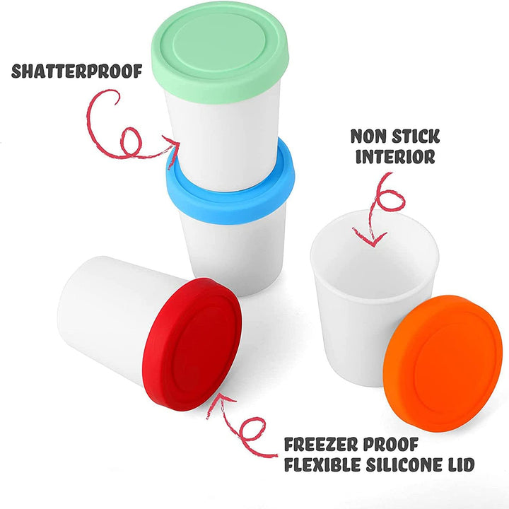 6er-Set Eisbehälter für Speiseeis 250ml, Gefrierdosen, Aufbewahrungsbehälter, Eis-Container BPA-frei