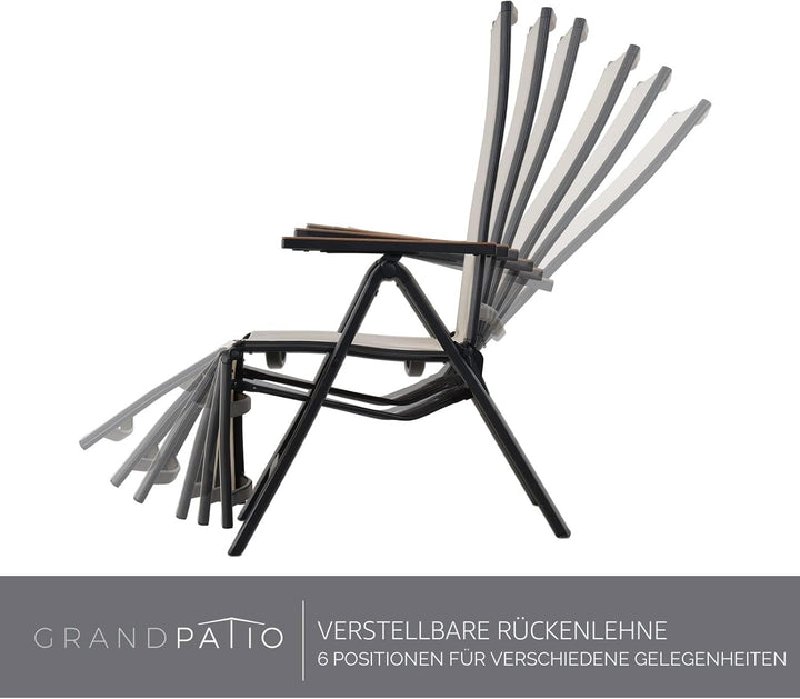 Grand patio Gartenstühle Klappbar, Aluminium Liegestuhl Hochlehner mit 6-Fach Verstellbare, Mesh Gew