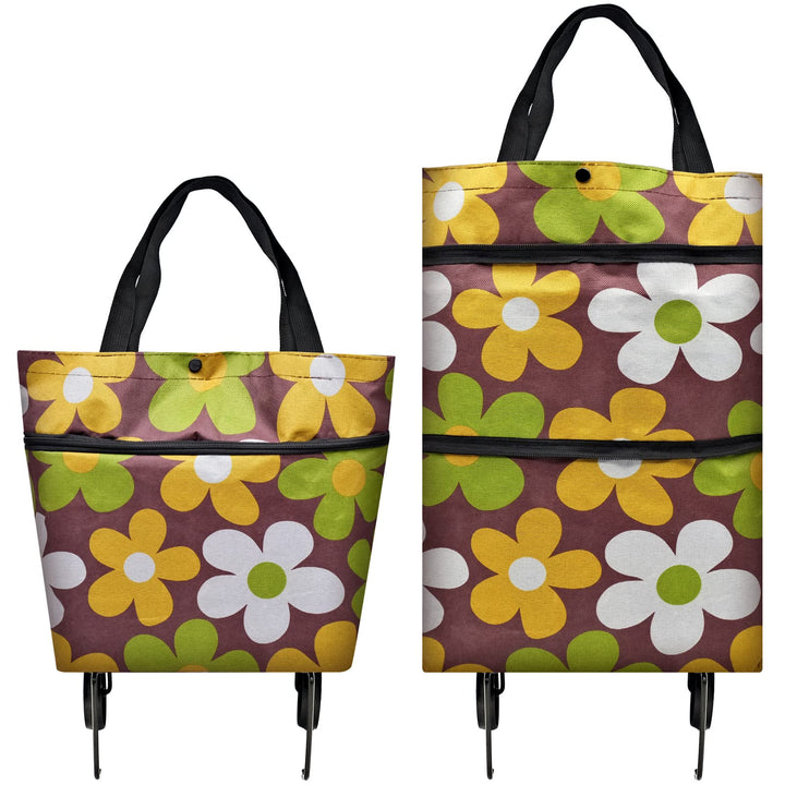 Faltbare Trolley-Taschen, Einkaufstrolley Einkaufstasche mit Rollen,2 in 1 Klappbarer Einkaufswagen