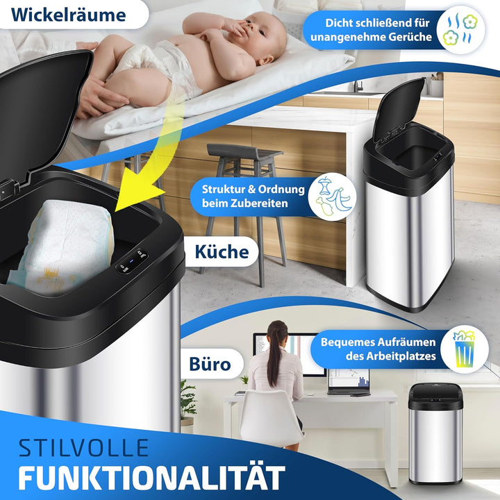 KESSER® Sensor Mülleimer Küche 52 L | Automatik mit Bewegungssensor Abfalleimer & Soft-Close-Deckel