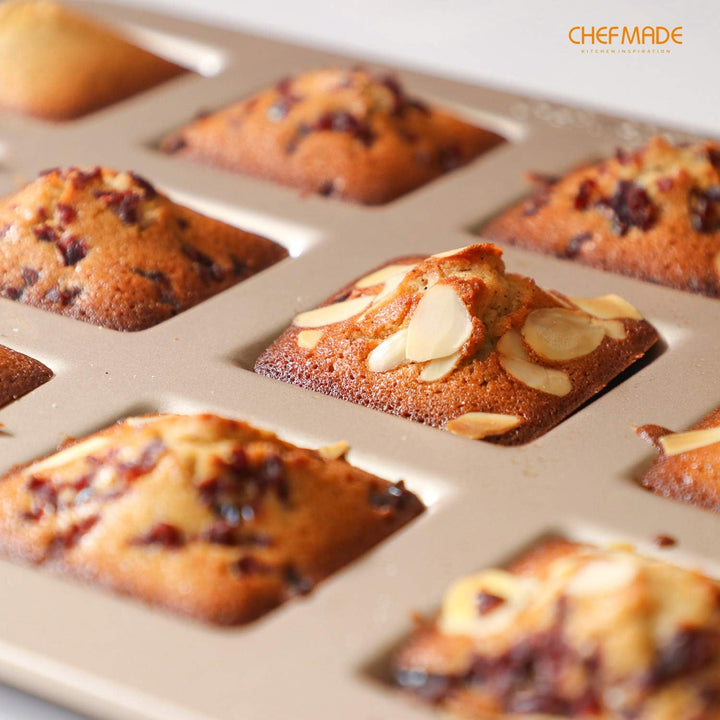 CHEFMADE Financier Kuchen Pan, 12-hohlraum Nicht-Stick Platz Muffin Pan Kekse Cookies Backformen für