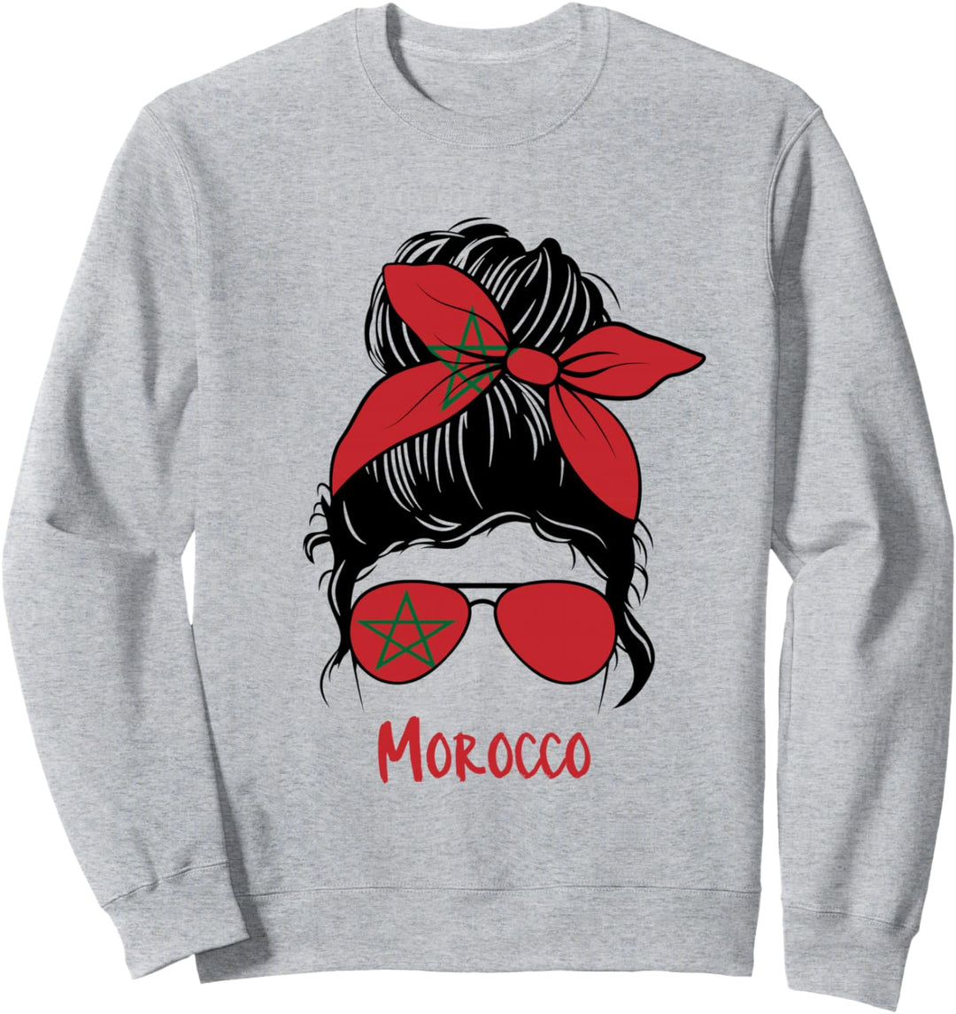 Marokko Mädchen Marokkanische Mädchen Marokko Frau Flagge Sweatshirt