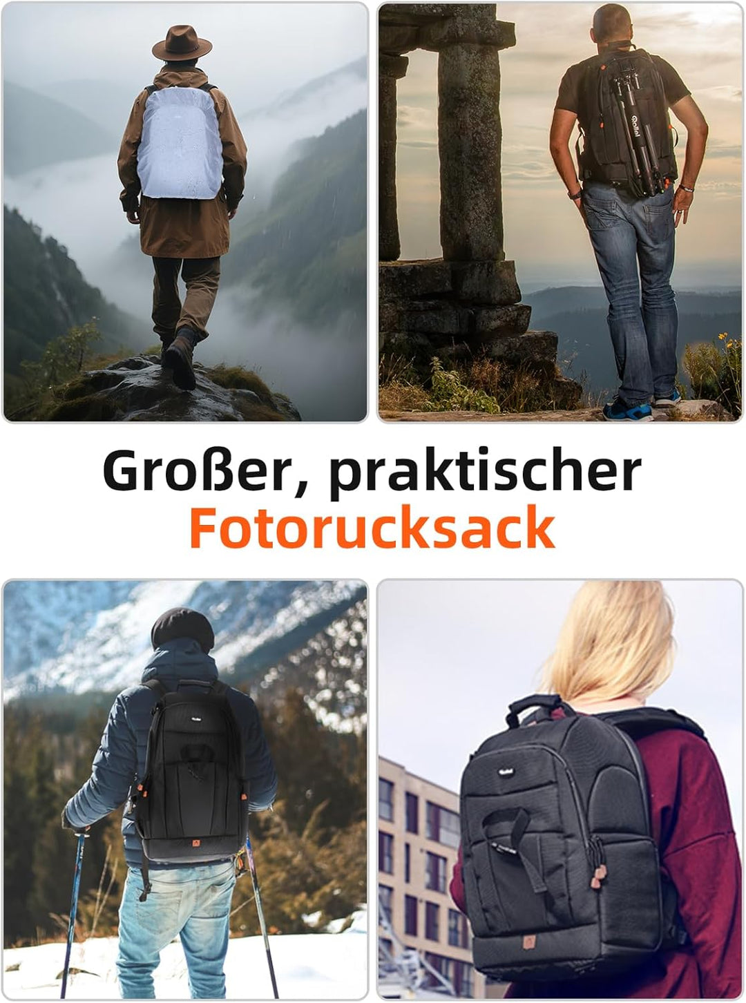 Rollei 20290 Fotoliner Fotorucksack M I grosser Kamerarucksack I Daypack I inkl. Laptop-Fach, Regens
