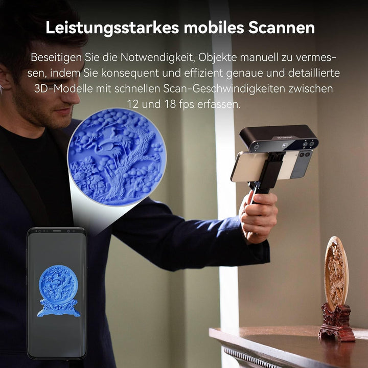 [2023 Upgrade] Revopoint POP 3 Handheld 3D-Scanner für 3D-Drucker mit Farbdaten, 0,05 mm Präzision u