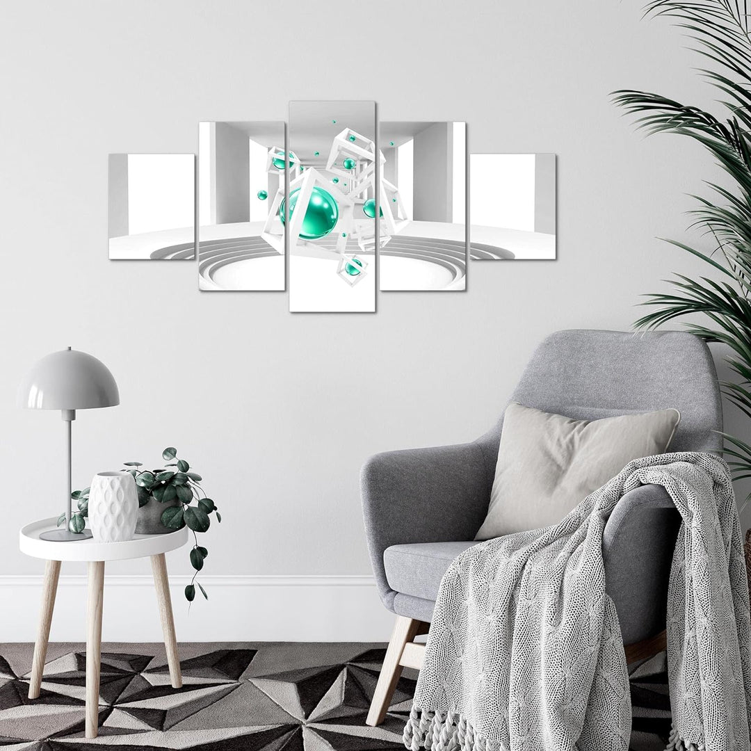 Runa Art Wandbilder Abstrakt 5 Teilig Bild auf Vlies Leinwand Deko Wohnzimmer Schlafzimmer 3D Optik
