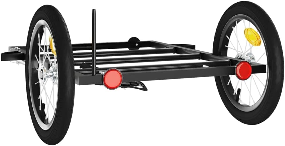 Fahrradanhänger Schwarz 122x53x Eisen mit für Lastentransport, klappbar, gefedert, mit Kupplung, Sic